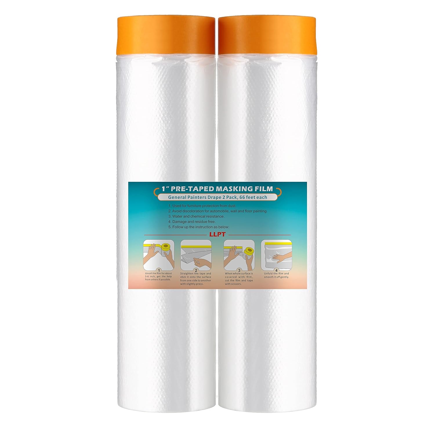 LLPT Tape and Drape Pre-Taped Masking Film | 2-Pack